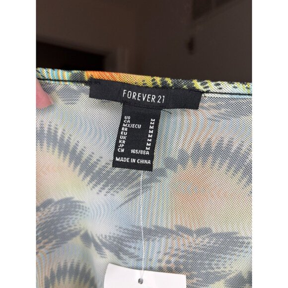 FOREVER 21 NEW Sheer Knit Top Cami Womens M Multicolor Cropped Spaghetti Strap - Picture 7 of 7